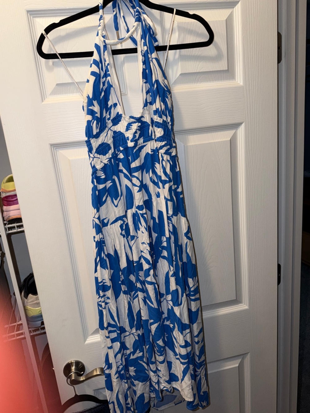 MINKPINKBlue and White Halter Maxi Dress